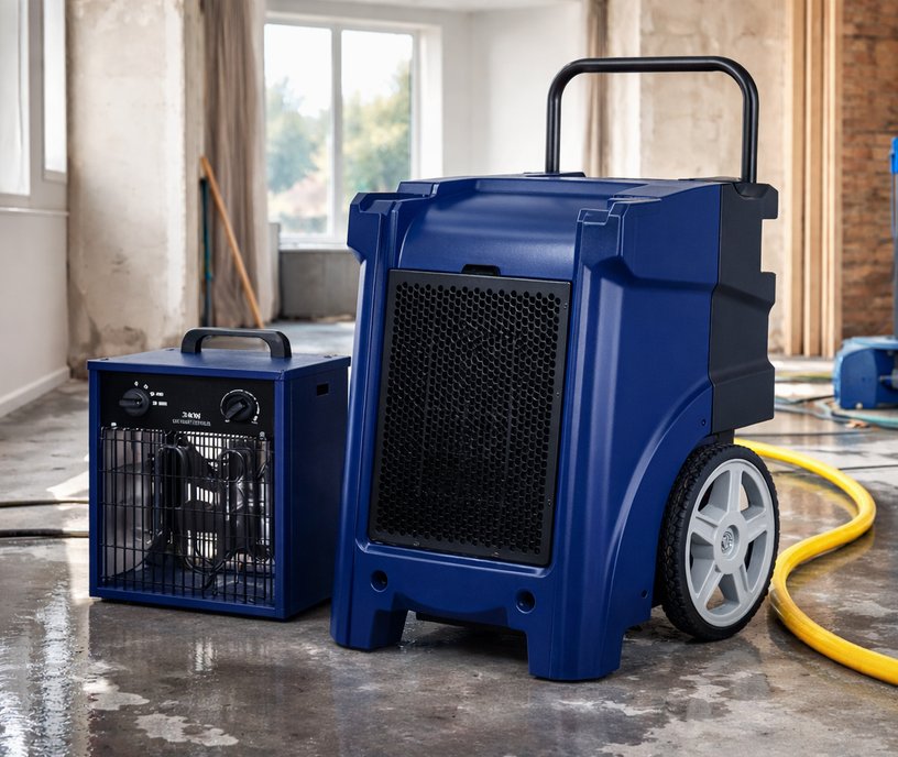 Professionele bouwdroger met kachel - direct inzetbaar